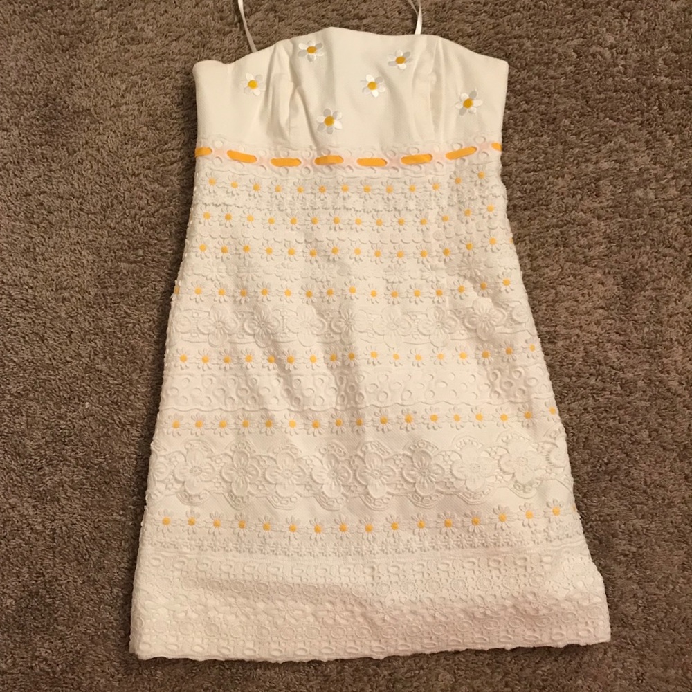 Lilly Pulitzer white and yellow cocktail dress 4